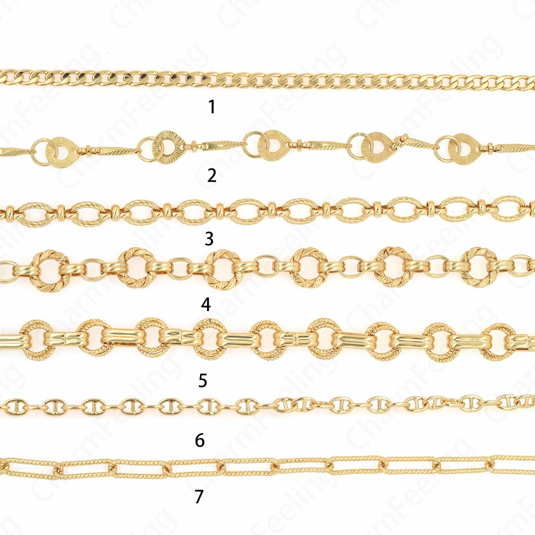 Square Chain Types 1 Meter, 18K Gold Filled Round Chain, Unfinished Chain, Sailor Chain ...