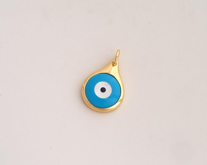 Enamel Evil Eye Pendant,Devil Eye Pendant,18K Gold Filled Eye Charm,DIY Jewelry Accessories,19.6x12.5x3.6mm