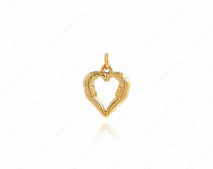 Hollow Heart Pendant, 18K Gold Filling Gold Heart-Shaped Pendant, Heart-Shaped Necklace,Heart Charm, LOVE Necklace 16x11.7x2.7mm