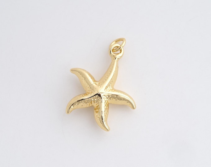 Starfish Pendant,Starfish Pendant,18K Gold Filled Starfish Charm,DIY Jewelry Accessories,26.5x20x6mm