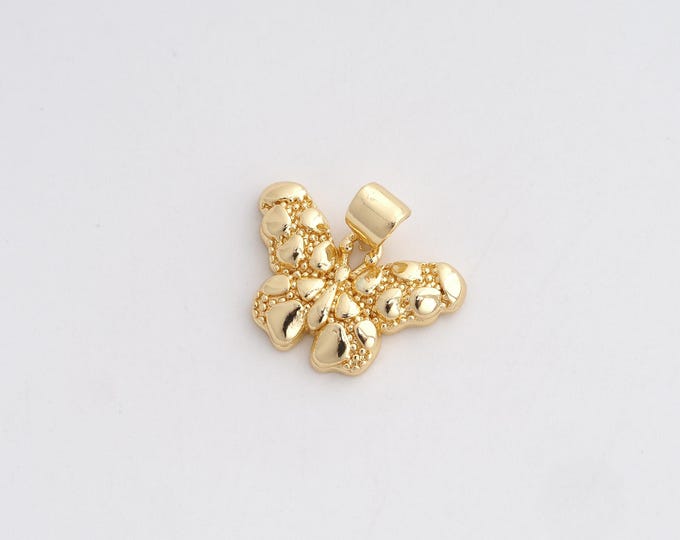 Butterfly Pendant,Insect Pendant,18K Gold Filled Butterfly Charm,DIY Jewelry Accessories,17x18.6x3mm