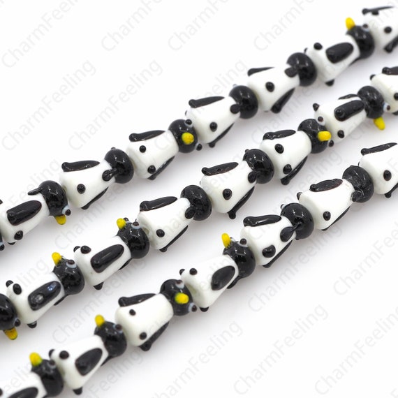 10 pcs Penguin Glass Beads, Animal Spacer Beads, Murano Glass Jewelry, Penguin Jewelry, Animal Jewelry, DIY Jewelry Supplies, 14x18x11mm