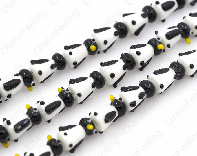 10 pcs Penguin Glass Beads, Animal Spacer Beads, Murano Glass Jewelry, Penguin Jewelry, Animal Jewelry, DIY Jewelry Supplies, 14x18x11mm