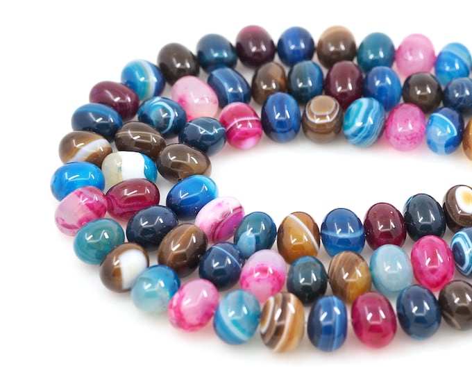 Colorful Oval Gemstone Beads, Egg-Shaped Natural Stone Chain, Oval Gemstone Chain, Natural Stone Necklace, DIY Bracelet Accessories, 13x18mm