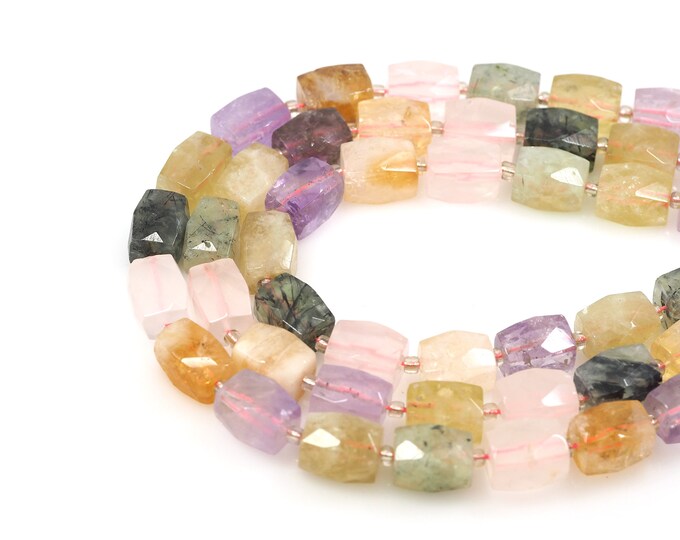 Colorful Crystal Rectangular Beads, Cuboid Natural Stone Necklace, Natural Stone Chain, Gemstone Necklace, Gemstone Beads, 12x16mm