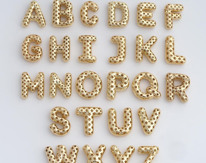 18K Gold Filled Initial Pendant, Letter Pendant, Alphabet Charm, DIY Jewelry Accessories, 21.5x18.7x5.4mm