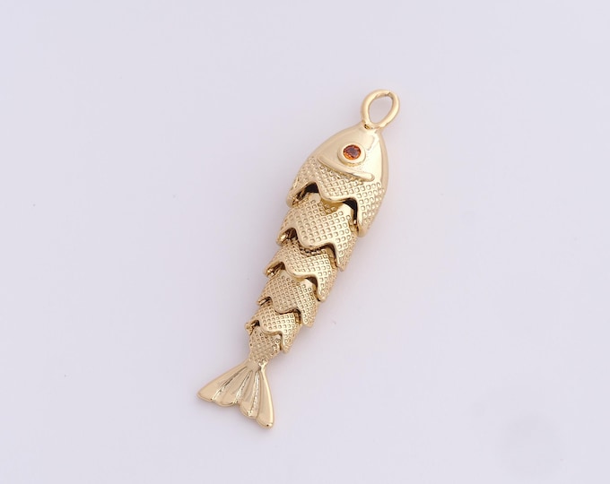Fish Jewelry,Dainty Fish Necklace,Tropical Fish Pendant,18K Gold Filled Fish Pendant,Marine Life Jewelry,40.5x9.7x6.7mm