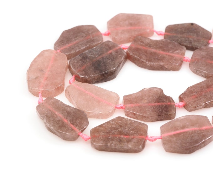 Flat Flake Beads, Strawberry Crystal Gem Beads, Irregular Shape Gem Beads, Natural Stone Necklaces, Gem Necklaces, DIY Bracelet Accessories