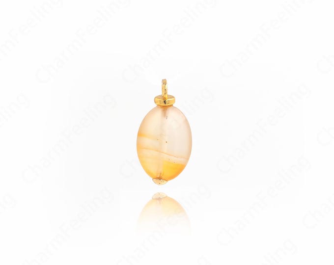 Natural Stone Pendant,Oval  Charm, Oval Necklace, 18K Gold Filled Disc Jewelry,DIY Jewelry Supplies, 20.2x10.5x5mm