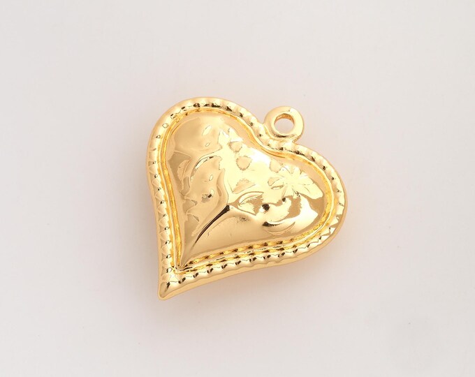 Heart Pendant,Love Pendant,18K Gold Filled Heart Charm,DIY Jewelry Accessories,34.3x30.4x11mm