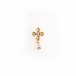 Gold Cross Charm,18K Gold Filled Cross Necklace, MicroPave CZ Cross Pendant,DIY Jewelry Making Accessories 13.8x11.7x2mm