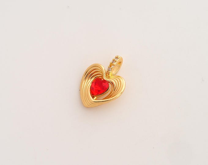 CZ Heart Pendant,Love Pendant,18K Gold Filled Heart Charm,DIY Jewelry Accessories,17x12.8x4.3mm