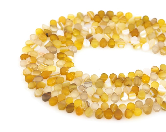 Yellow Drop-Shaped Gemstone Beads,Lemon Citrine Teardrop Beads, Natural Stone Necklace, Natural Stone Chain, Topaz Necklace, 6x8mm