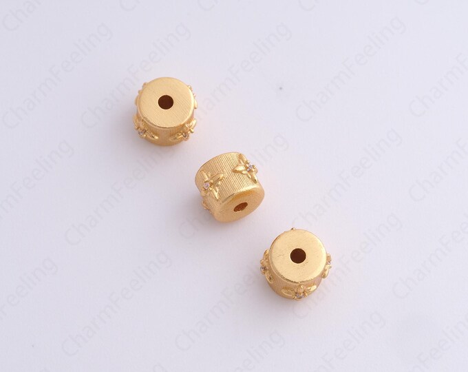 Gold Bucket Beads, Gold Tube Beads, Large Hole Beads,18K Gold FIlled Beads, DIY Beaded Accessories 7.8x5.6mm