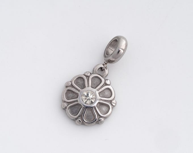 Stainless Steel Daisy Pendant,Flower Charms,CZ Daisy Charm, DIY Jewelry Supplies, 29x16x4.3mm