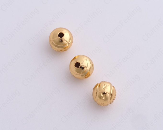 10 pcs Gold Ball Spacer Beads, 18K Gold Filled Ball Beads,Dainty Ball Bracelet Necklace Spacer Beads, DIY Jewelry Supplies,8x7.8mm