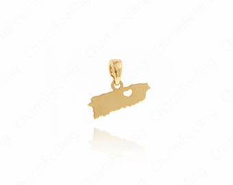 Puerto Rico Map Pendant,18K Gold Filled Map Charm,Puerto Rico Map Charms,DIY Jewelry Making Supplies,10.5x15x0.3mm