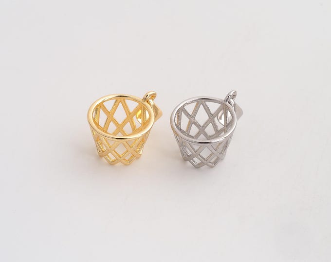 Basketball Hoop Pendant,Basketball Pendant,18K Gold Filled Sports Charm,DIY Jewelry Accessories,20x13.2x9.5mm
