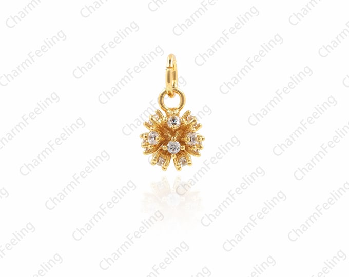 Gold Ball Charms,Round Dangle Pendants,3D Round Star Ball，snowflake Jewelry Supply，Star Ball charms 13.2×7mm  1pcs