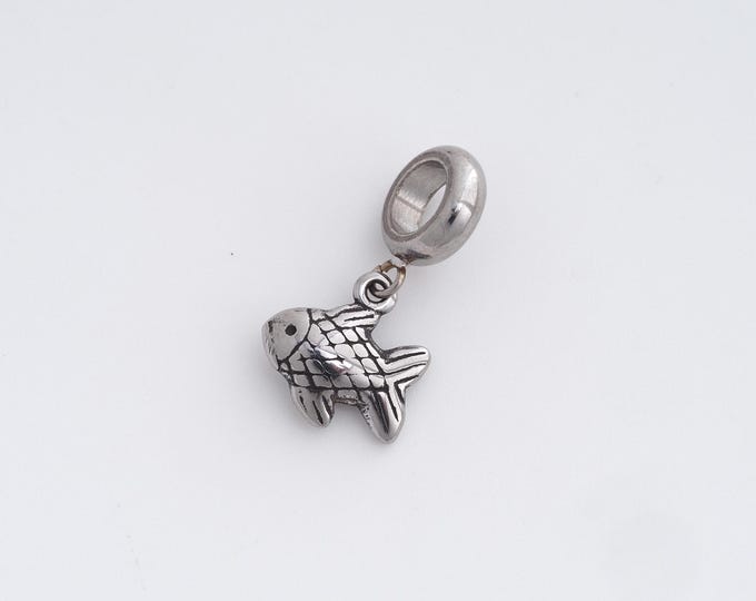 Stainless Steel Fish Pendant,Marine Life Charms,Fish Charm, DIY Jewelry Supplies, 21.7x11x3.5mm