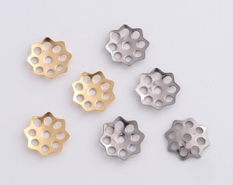 100 pcs Stainless Steel Caps,Spacer Jewelry,Bead Caps,Pearl Caps,Flower Caps,Flower Bead Caps,DIY Gold Jewelry Making,10.6x1.4mm