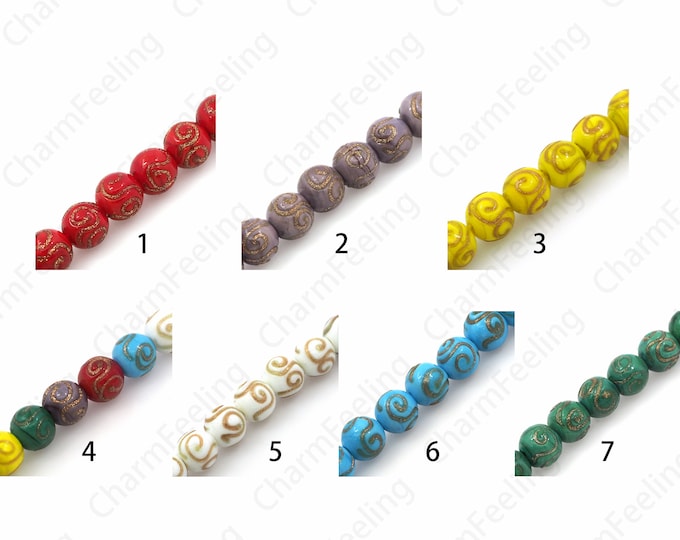 Glass Jewelry, Ball Beads,Spiral Glass Beads, Murano Glass Beads,Ball Spacer Beads,DIY Jewelry Supplies, 10mm