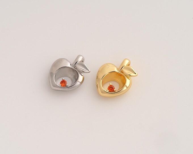 CZ Apple Pendant,Fruit Pendant,18K Gold Filled Apple Charm,DIY Jewelry Accessories,13.7x11x4mm