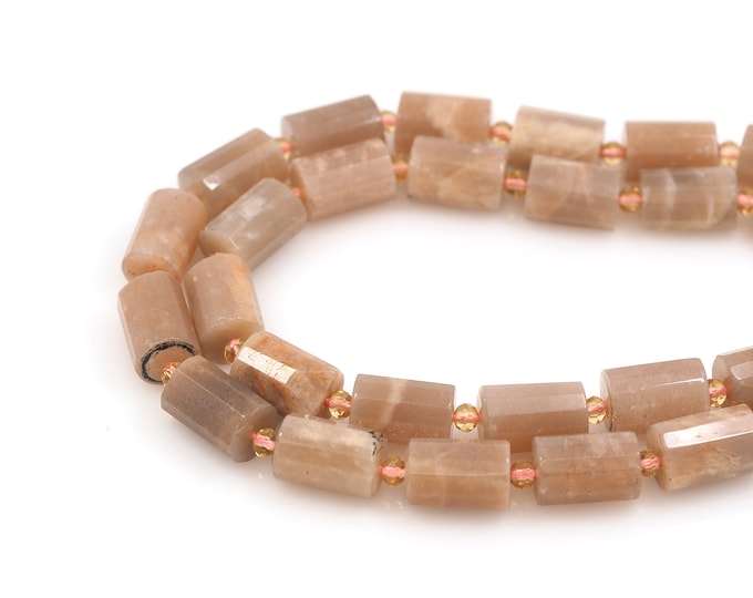 Cylindrical Beads Moonstone Chain, Natural Stone Chain,Natural Stone Beads,Irregular Shaped Moonstone Beads,DIY Bracelet Accessories,10x14mm