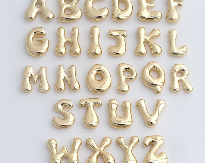 18K Gold Filled Initial Pendant, Letter Pendant, Alphabet Charm, DIY Jewelry Accessories, 20.3x21.2x6mm