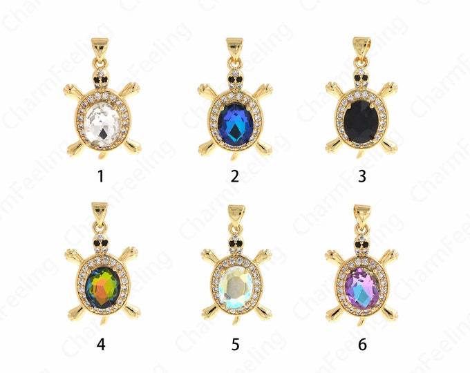 1pcs Ocean Charm,Gold Tortoise Pendant, Little Brass Tortoise, Golden Tortoise Necklace, DIY Jewelry And Jewelry Making 28x17x5.5mm
