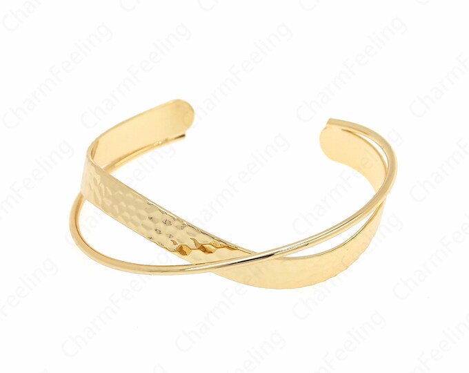 18K Gold Filled Open Bracelet, Simple Bracelet, Adjustable Bracelet, Gift for Her, Modern Bracelet,64mm
