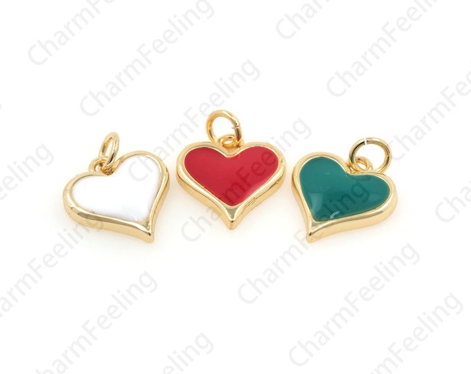 Enamel Heart-Shaped Pendant, Heart-Shaped Necklace, Enamel Heart Charm,Enamel Charm DIY Jewelry Making Accessories 17.2x12.9x2.5mm 1pcs