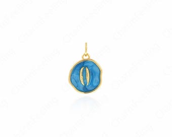 Colgante de concha natural, collar de concha bañado en oro de 18 quilates, collar redondo de océano, dije de concha, accesorios de joyería DIY, 18,5 x 13 x 3,3 mm