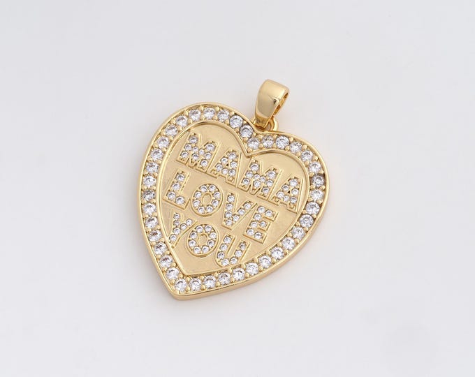 Heart Charm,Heart Pendant, 18K Gold Filled Love Necklace,DIY Jewelry Accessories,37.2x28.2x2.5mm