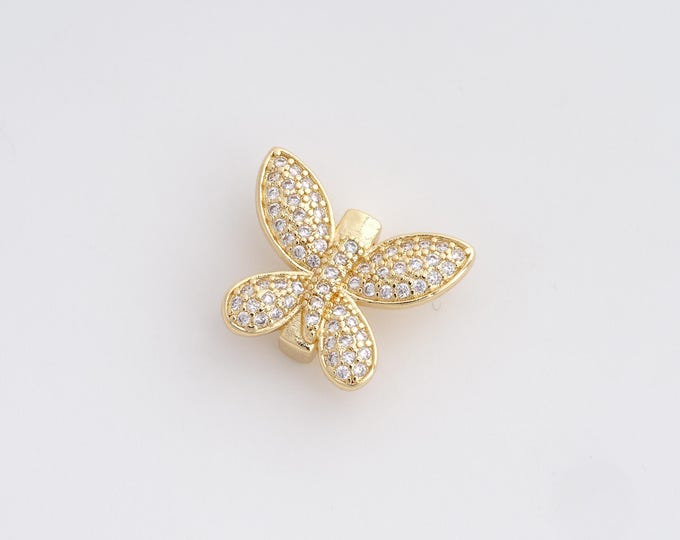 CZ Butterfly Pendant,Insect Pendant,18K Gold Filled Butterfly Charm,DIY Jewelry Accessories,16x19.8x6.7mm