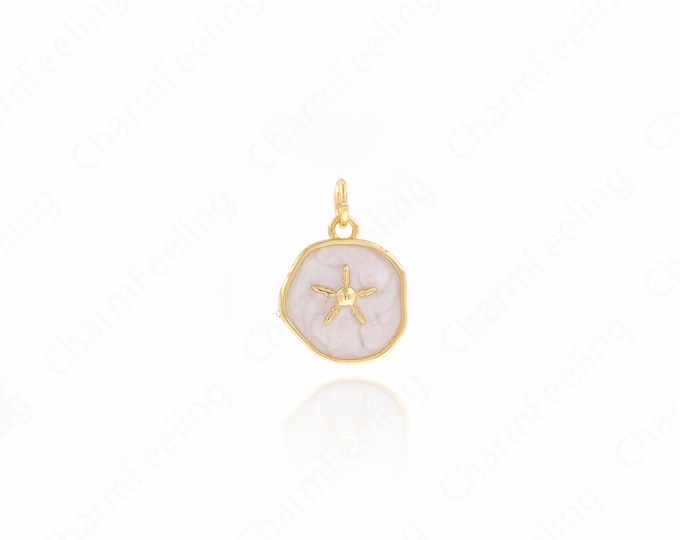 Enamel Starfish Pendant,18K Gold Filled Starfish Necklace,Sea Creature Charm,Starfish Pendant,DIY Jewelry Accessories 18.8x13x2.8mm