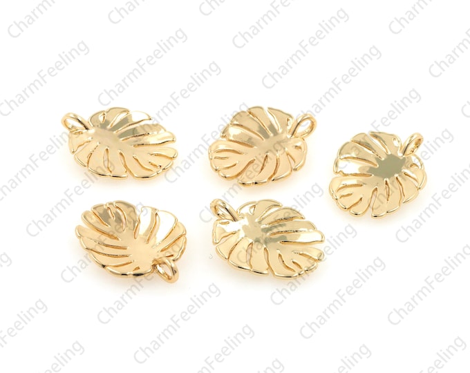 Gold Plated Hollow Leaf Pendant, Leaf Charm, Leaf Pendant, Nature Charm, Tree Leaf Charms  19.2x15x1.9mm 1pcs