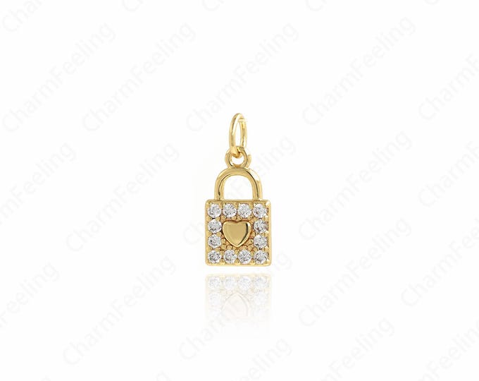 Lock Pendant,Lock Necklace,18K Gold Filled Lock Charm,Golden Lock Charm,Pattern Lock Pendant,DIY Jewelry Accessories 17.3x7.5x2.3mm