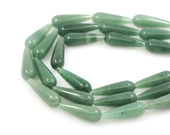 Green Sandstone Teardrop, Natural Gemstone Teardrop Chain, Teardrop Shaped Gemstone Chain, Gemstone Necklace,DIY Bracelet Accessory, 10x30mm