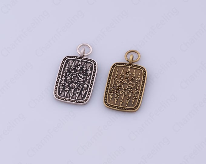 Rectangular Pendant, Rectangular Fallen Leaves Necklace, Vintage Style Charms, DIY Jewelry Making Accessories 22.8x12x1.5mm