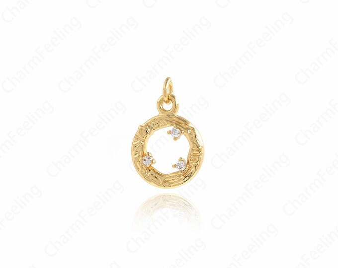 18K Gold Filled Round Necklace, Round Pendant, Circle Pendant, Hollow Jewelry Pendant, DIY Jewelry Making Accessories, 16.6x11.3x2.4mm