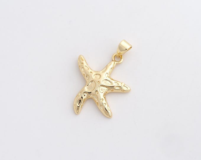 Starfish Pendant,Starfish Pendant,18K Gold Filled Starfish Charm,DIY Jewelry Accessories,30.3x21x3.3mm