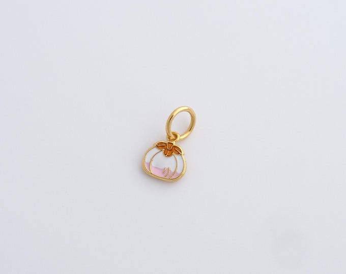 Enamel Peach Charm, 18K Gold Filled Fruit Pendant, Enamel Charm, DIY Jewelry Supplies, 10.7x6.2x1.3mm