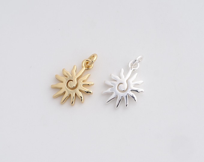 Sun Burst Pendant,Sunshine Necklace, 18K Gold Filled Sun Pendant, Sun Charm, DIY Jewelry Accessories, 15.5x10.2x2mm
