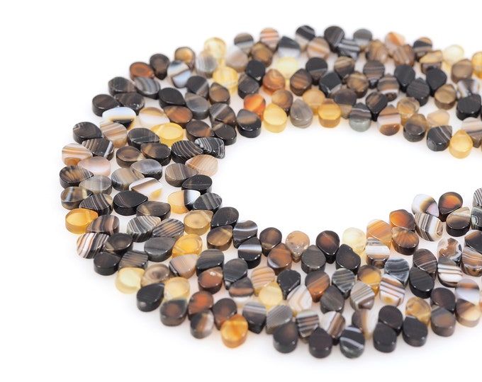 Drop-Shaped Natural Stone Chain, Drop-Shaped Brown Gemstone Beads,Gem Chain, DIY Bracelet Necklace Accessories, 6x8mm