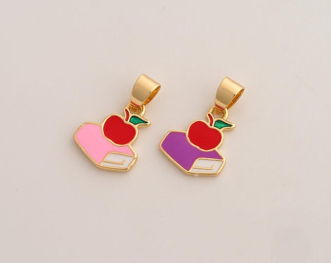 Enamel Book Pendant,Book Pendant,18K Gold Filled Book Charm,DIY Jewelry Accessories,20.4x12.7x1.6mm