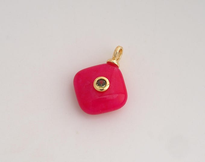 Natural Stone Pendant,Energy Stone Pendant,18K Gold Filled Square Charm,DIY Jewelry Accessories,22x16.3x7.6mm