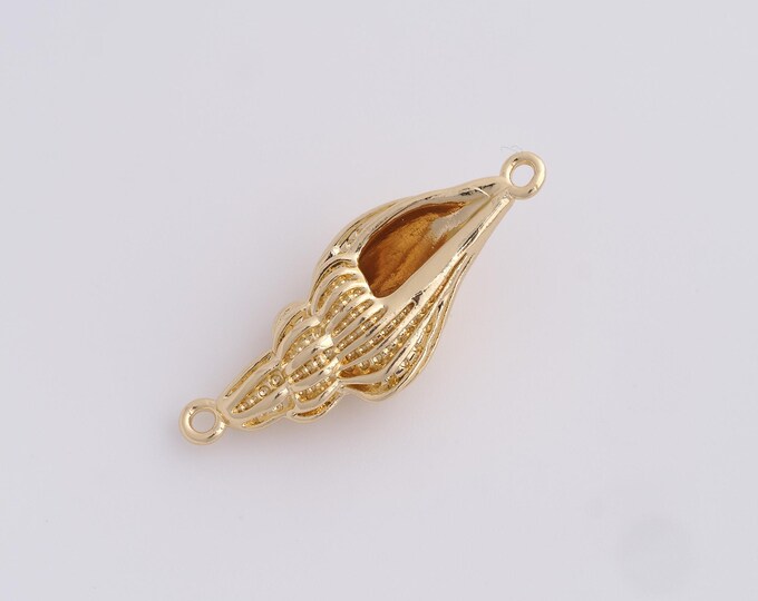 Gold Conch Connector,Shell Connector, 18K Gold Filled Shell Charm, DIY Bracelet Necklace Accessories, 38.6x14.5x10.5mm