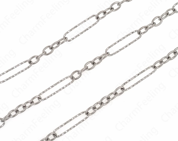 Silver FilledStainless Steel Chain Ring Chain Necklace,  Square Chain,Silver Chain, Layered Necklace, Classic Chain Necklace 20x5x1mm