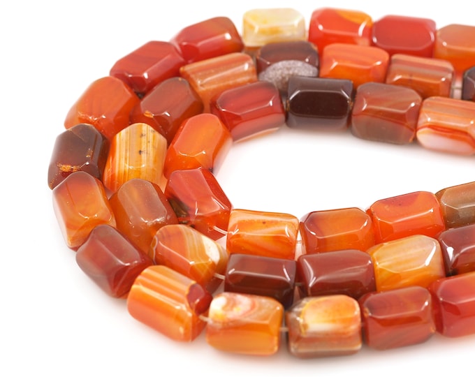 Rectangular Faceted Red Agate Bead, Red Agate Gem Chain, Natural Stone Beads, Jewelry Supplier, DIY Bracelet Accessories, 15x20mm